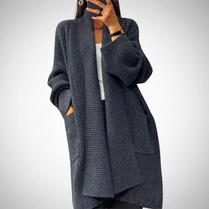 Drune | Damen Oversized Strickcardigan mit langen Ärmeln und Taschen