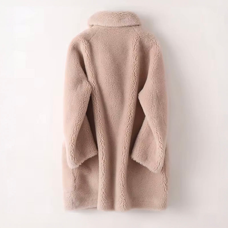 Drune | Damen Oversized Teddyjacke mit breitem Revers und doppelter Knopfleiste