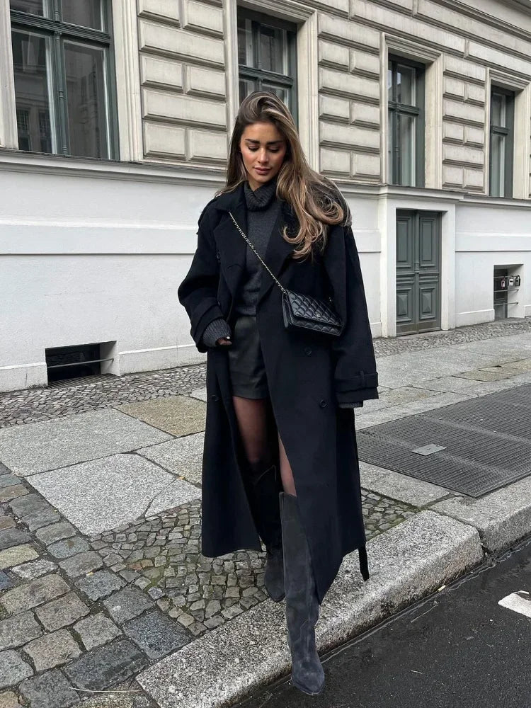 Drune | Damen Oversized Woll-Winterjacke mit Taschen