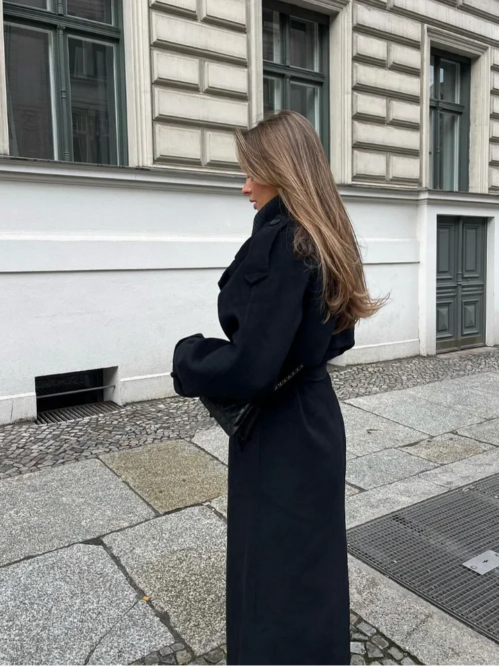Drune | Damen Oversized Woll-Winterjacke mit Taschen