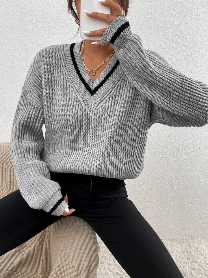 Drune | Pullover mit V-Ausschnitt und Patchwork