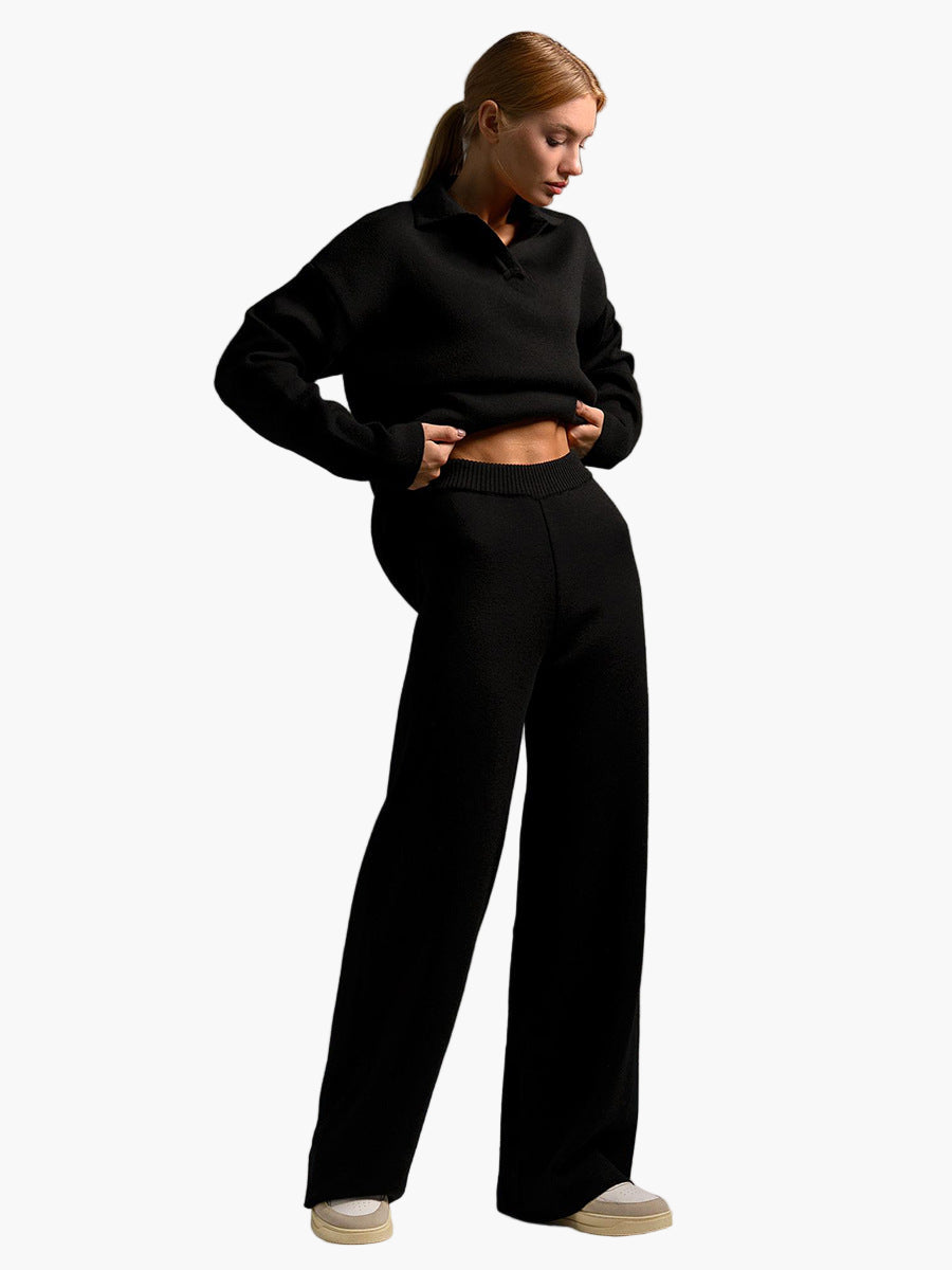 Drune | Loungewear Set - Oversized Pullover mit Kragen und Weite Hose - Perfekt für Zuhause & Freizeit