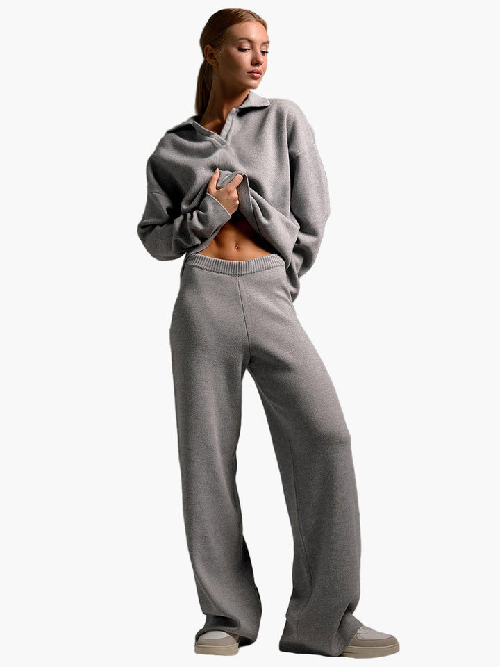 Drune | Loungewear Set - Oversized Pullover mit Kragen und Weite Hose - Perfekt für Zuhause & Freizeit