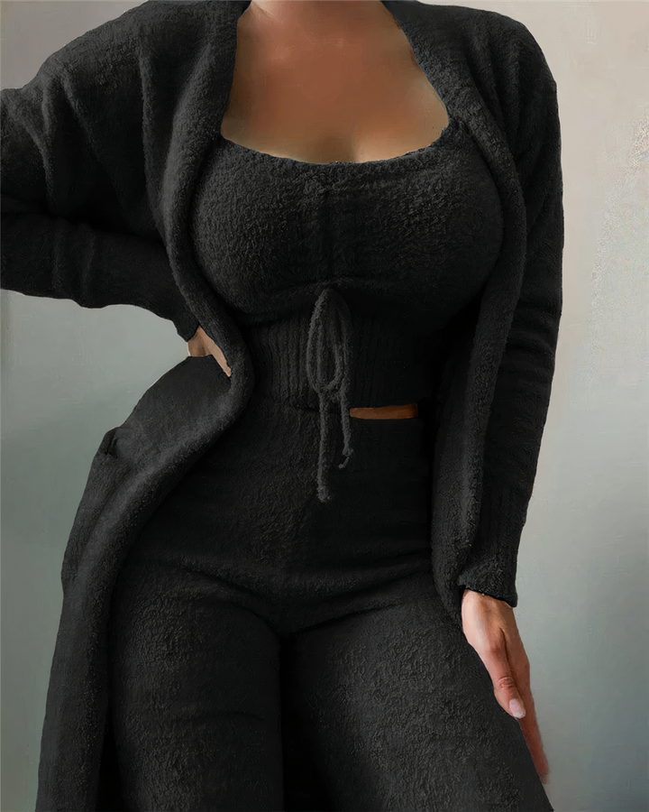 Drune | teilige Fleece Lounge-Set - Damen-Outfit mit Top und Hose für zu Hause