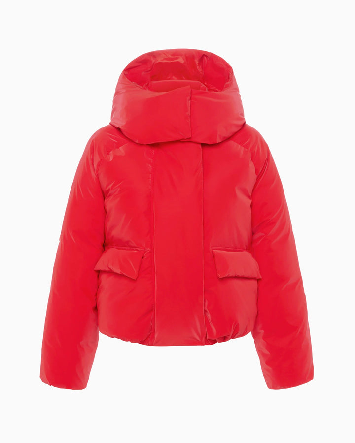 Drune | Jacke Damen Hoher Kragen Kapuzen Reißverschluss Design Baumwollgefütterte Jacke