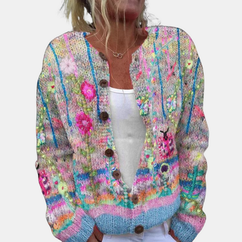 Drune | Eleganter Blumen Cardigan
