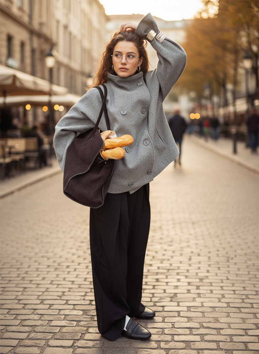 Drune | Jacke - Wollmischung - Oversized Fit - Stehkragen - Doppelreihige Knöpfe