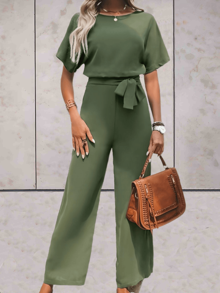 Drune - Jumpsuit mit Gürtel und kurzen Ärmeln
