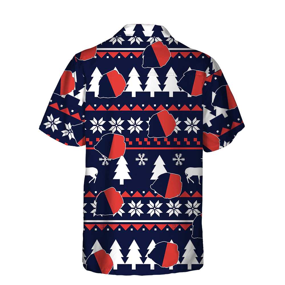 Drune | Paris Hässliches Weihnachtsmuster Hawaiian Shirt, Französische Flagge Weihnachtshemd für Männer