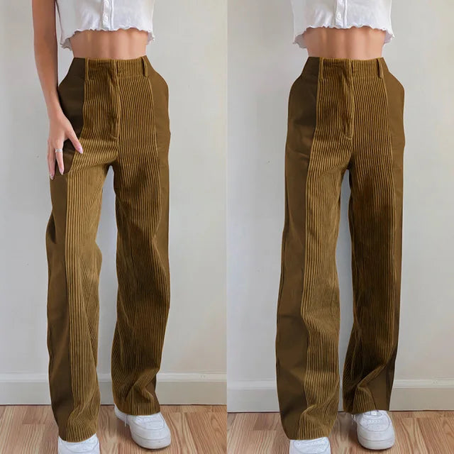 Drune | Gerippte Hose mit Hoher Taille
