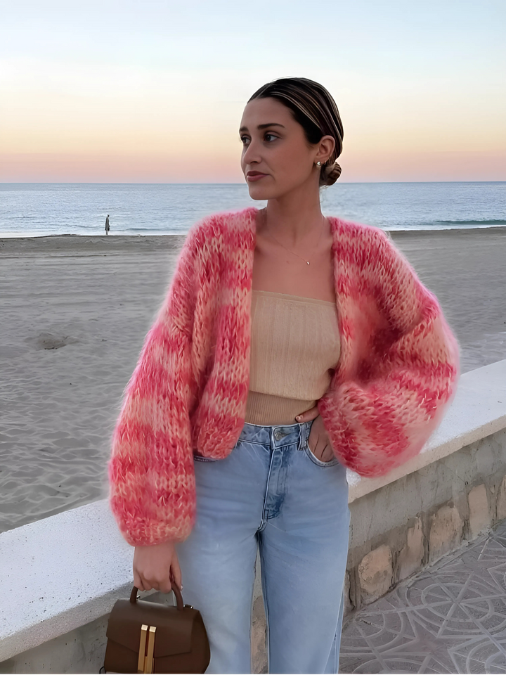 Drune | Patchwork Cardigan für Damen - Lange Puffärmel