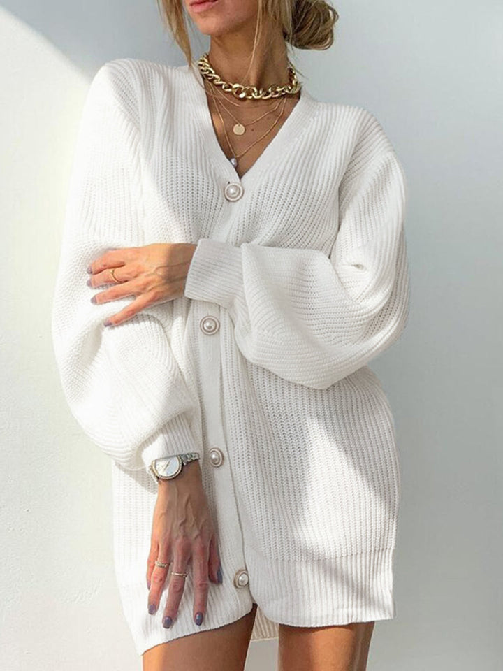 Drune | Damen Übergroßer Strickcardigan mit V-Ausschnitt und Knopfverschluss