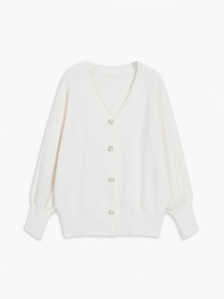 Drune | Damen Übergroßer Strickcardigan mit V-Ausschnitt und Knopfverschluss