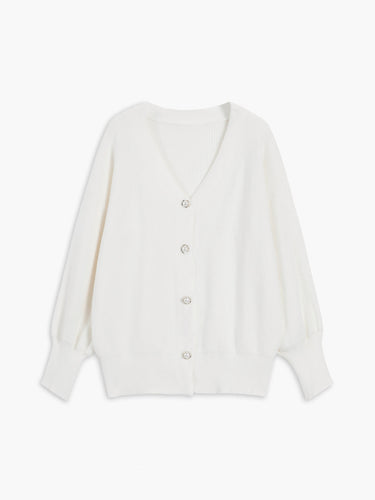 Drune | Damen Übergroßer Strickcardigan mit V-Ausschnitt und Knopfverschluss