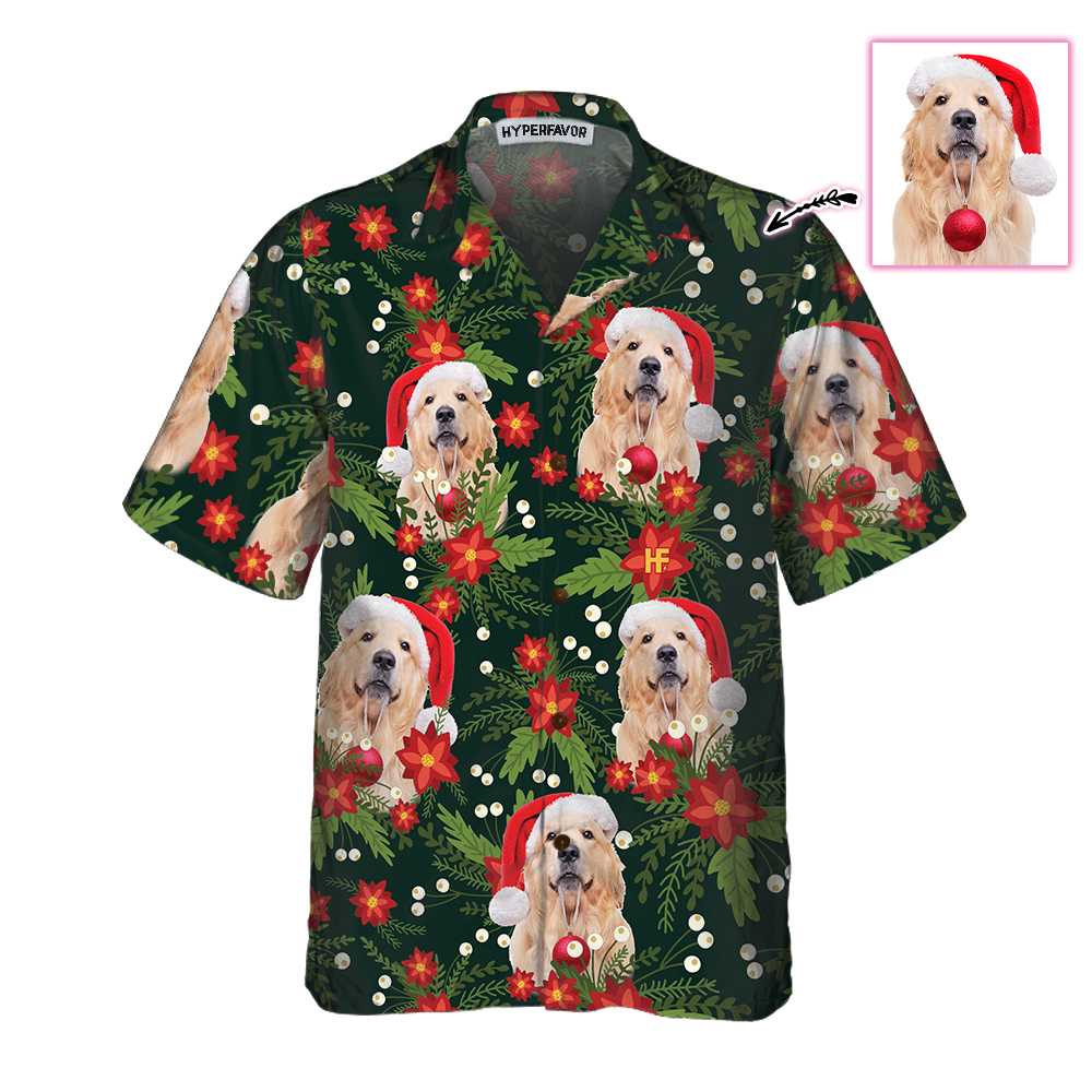 Drune | Weihnachts Golden Retriever Custom Hawaiihemd, Lustiges Golden Retriever Shirt, Personalisierte Weihnachtsgeschenk