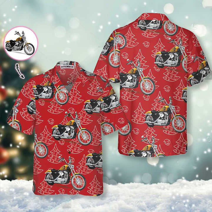 Drune | Personalisierte Motorrad-Weihnachten benutzerdefinierte Hawaii-Hemd, lustiges Weihnachtsgeschenk für Biker