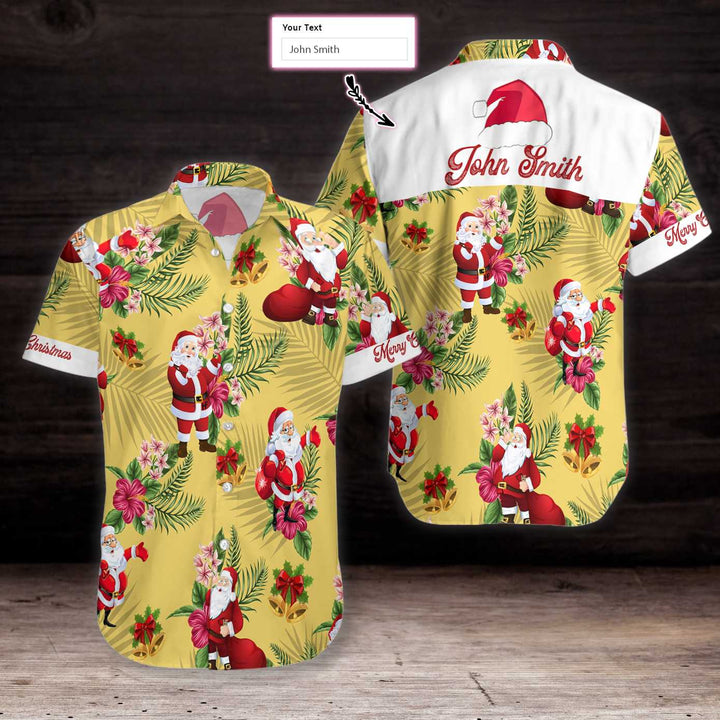 Drune | Personalisierte Name Fröhliche Weihnachten Santa Claus Benutzerdefiniertes Hawaiian Shirt