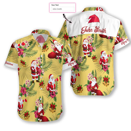 Drune | Personalisierte Name Fröhliche Weihnachten Santa Claus Benutzerdefiniertes Hawaiian Shirt