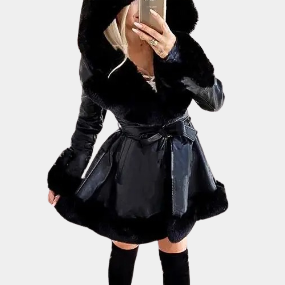 Drune | Damen Stylische Warme Kapuzenwinterjacke