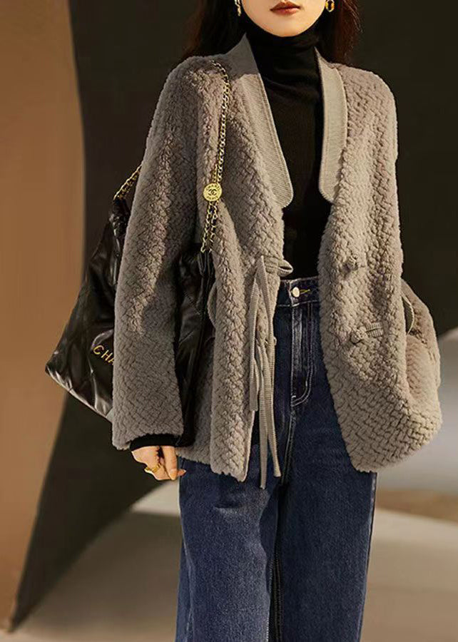 Drune | Taschen Patchwork Wolljacken mit Quastenknopf Winter