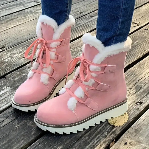 Drune | Stiefel, Schnürung Plattform weiche Sohle Plüsch gefüttert Winterstiefel