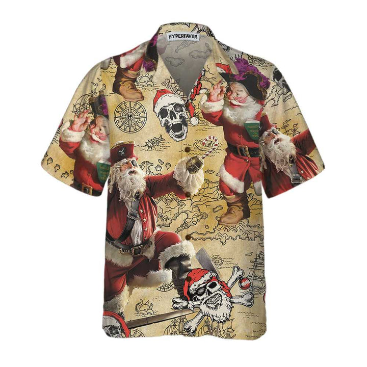 Drune | Pirat Weihnachtsmann Hawaiian Shirt, Lustiges Weihnachtsmann Shirt für Männer, Bestes Geschenk für Weihnachten
