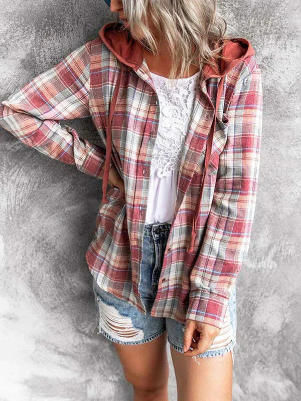 Drune Hoodie - Loose Fit - Kordelzug - Button Up Shirt - Damenbekleidung