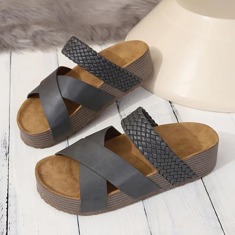 Drune | Hausschuhe Slip On Kreuzriemen Schuhe für den Sommer Damen Sandalen