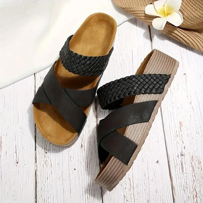 Drune | Hausschuhe Slip On Kreuzriemen Schuhe für den Sommer Damen Sandalen