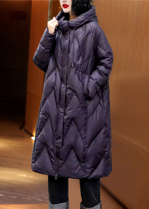 Drune | Größe Schwarze Zip-Up Patchwork Kapuzen Entendaunen Mäntel Winter