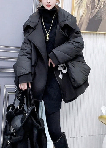 Drune | Größe Schwarze Zip Up Taschen Patchwork Entendaunen Mäntel Winter