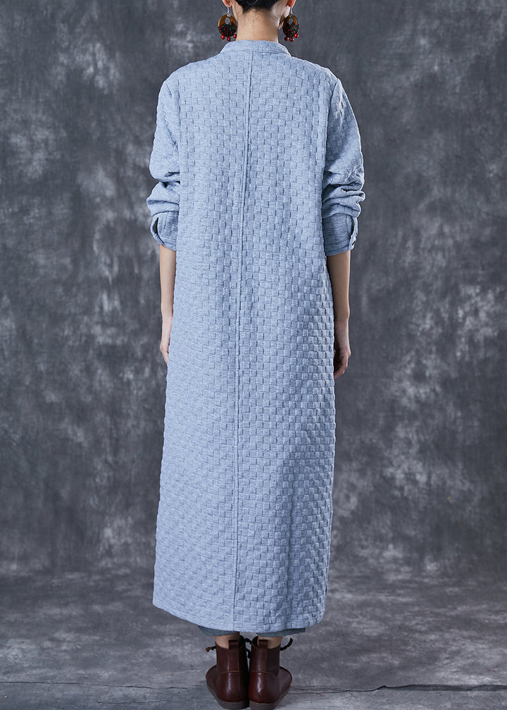 Drune | Größe Blau Grau Chinesischer Knopf Baumwolle Trenchcoats