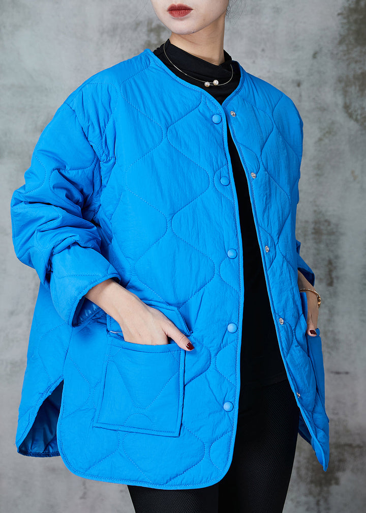 Drune | Größe Blau Übergröße Taschen Feine Baumwollgefüllte Mäntel