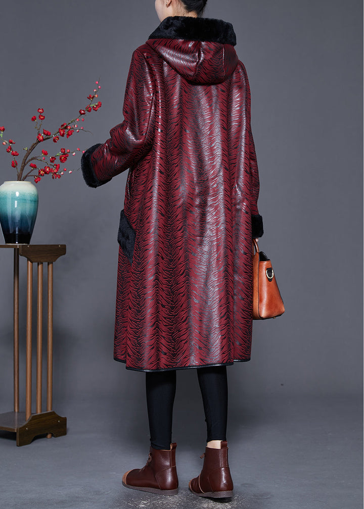Drune | Größe Stumpfrot Kapuzen Patchwork Warme Fleece Mäntel Winter