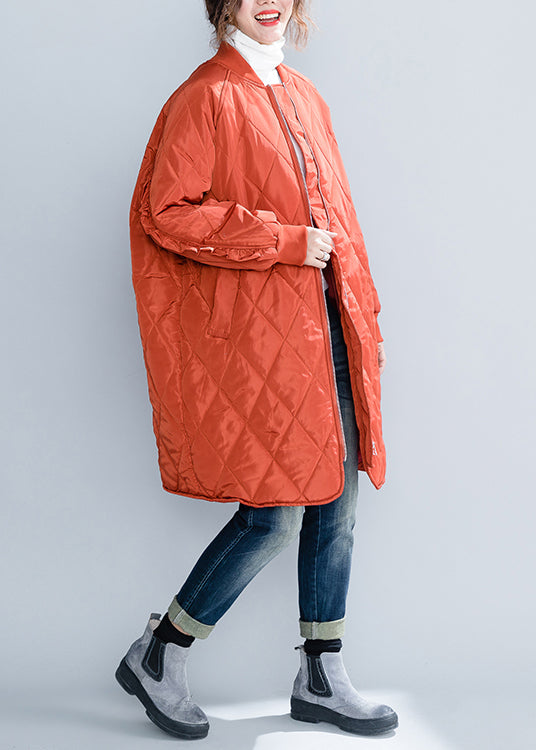 Drune | Größe Orange Reißverschluss Taschen Rüschenschnitt Patchwork Baumwollgefüllte Mäntel Winter