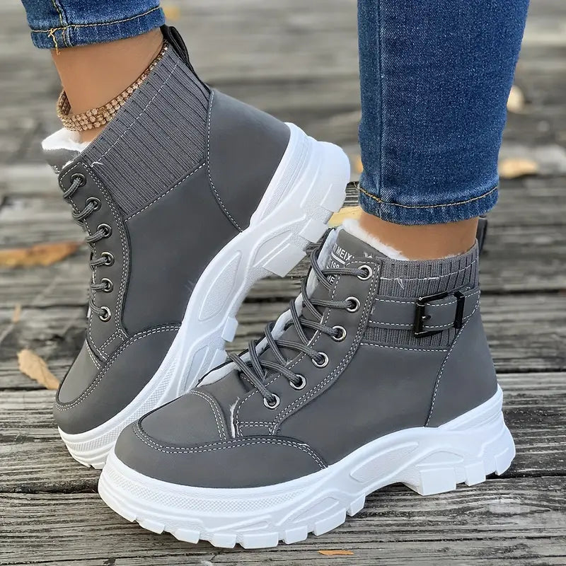Drune | Plüsch Schnür-Stiefeletten für Damen – Stylisch & Bequem