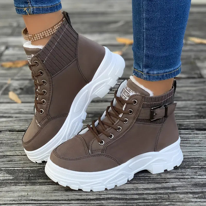 Drune | Plüsch Schnür-Stiefeletten für Damen – Stylisch & Bequem