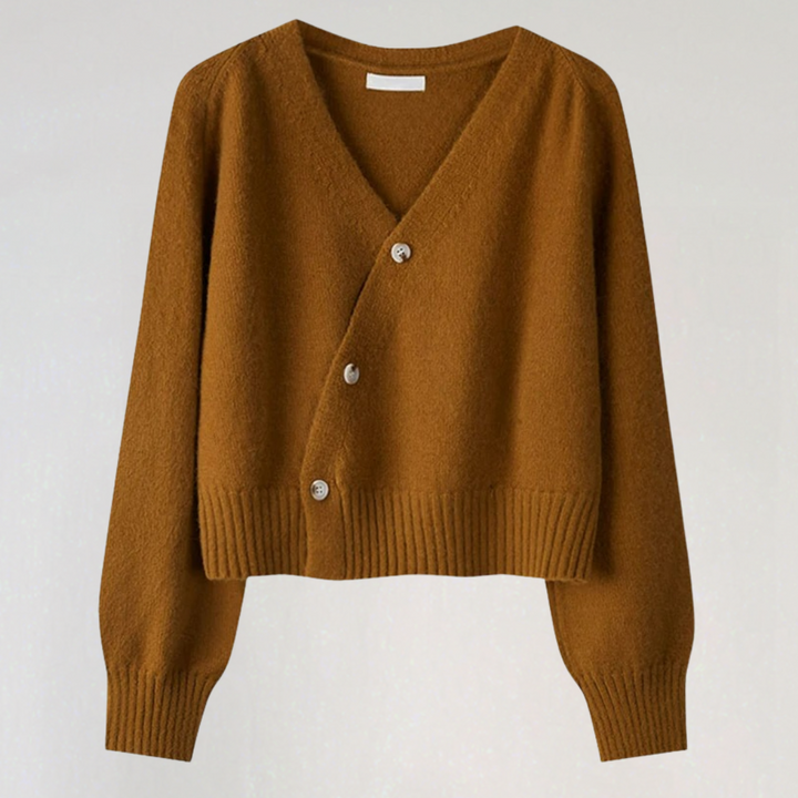 Drune | Damen Wolljacke mit V-Ausschnitt und Knopfverschluss