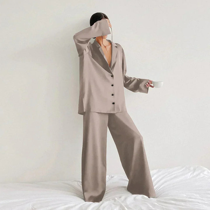 Drune | Satin PyjamA-Satz mit Weitem Hose