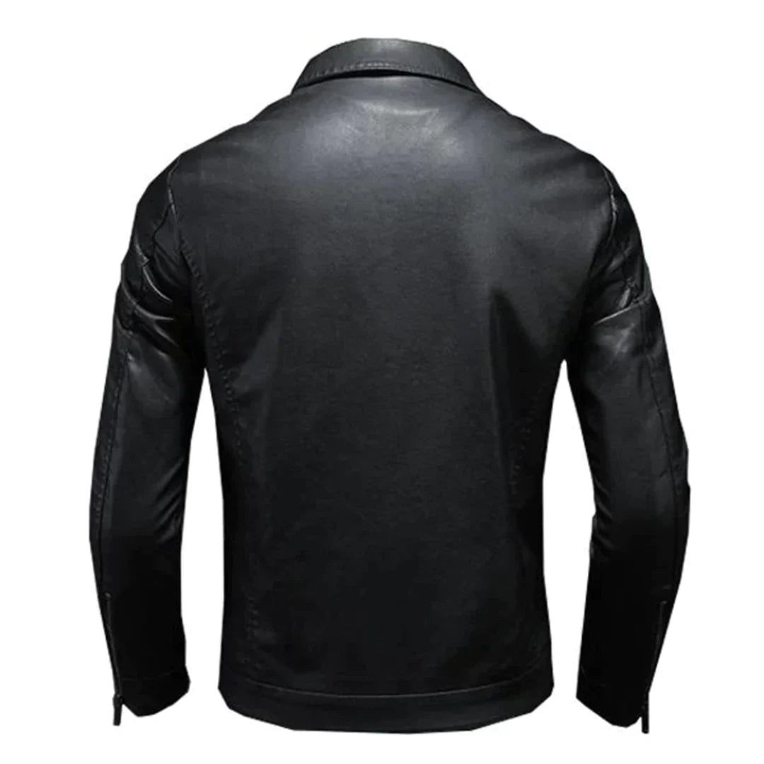 Drune | Herren schwarze Jacke - Trucker-Stil mit umklappbarem Kragen
