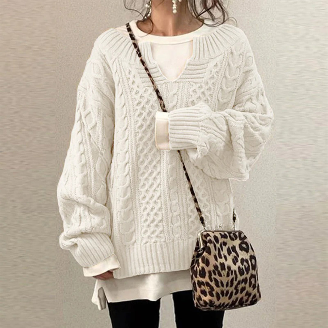Drune | Strickpullover mit Kabelstrick Baumwolle Überdimensioniert und Trendy