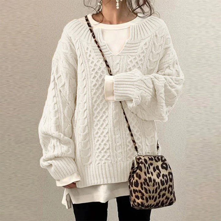 Drune | Strickpullover mit Kabelstrick Baumwolle Überdimensioniert und Trendy