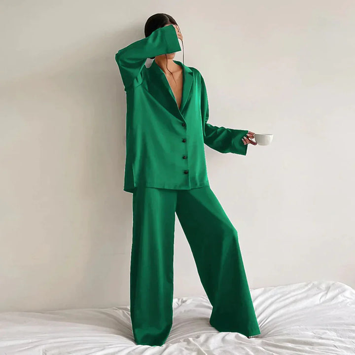 Drune | Satin PyjamA-Satz mit Weitem Hose