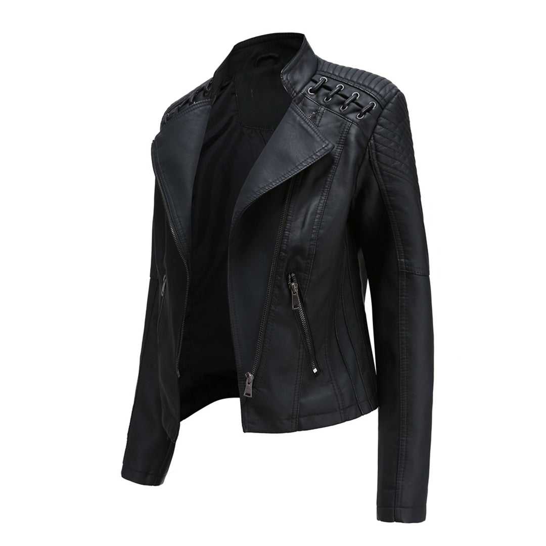 Drune | Lederjacke - Biker-Stil & Asymmetrischer Reißverschluss mit Breitem Revers