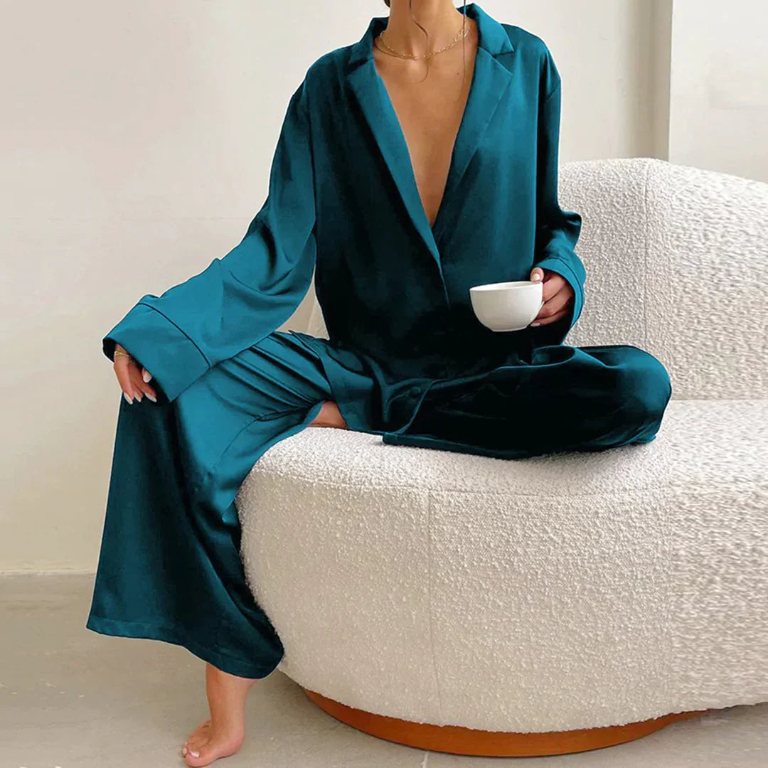Drune | Satin PyjamA-Satz mit Weitem Hose