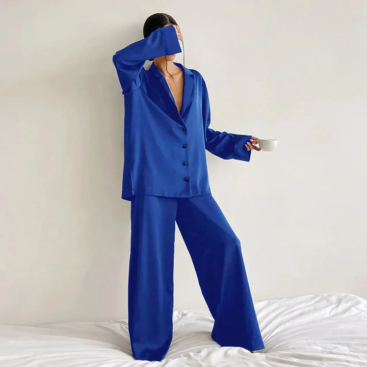 Drune | Satin PyjamA-Satz mit Weitem Hose