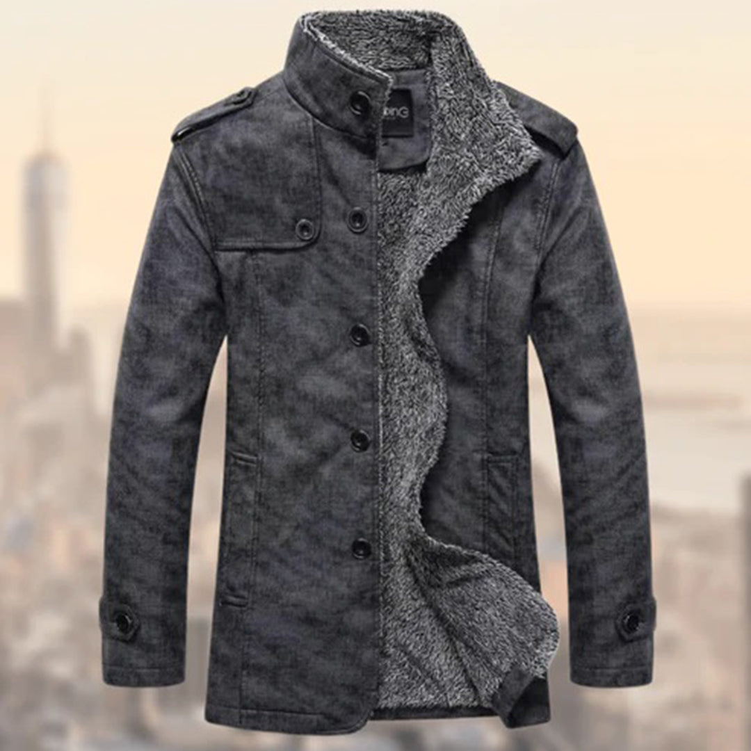 Drune | Slim Fit Wildleder Optik Futter Aus Schaffell Knopfkragen