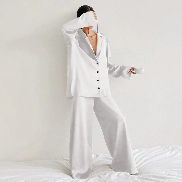 Drune | Satin PyjamA-Satz mit Weitem Hose
