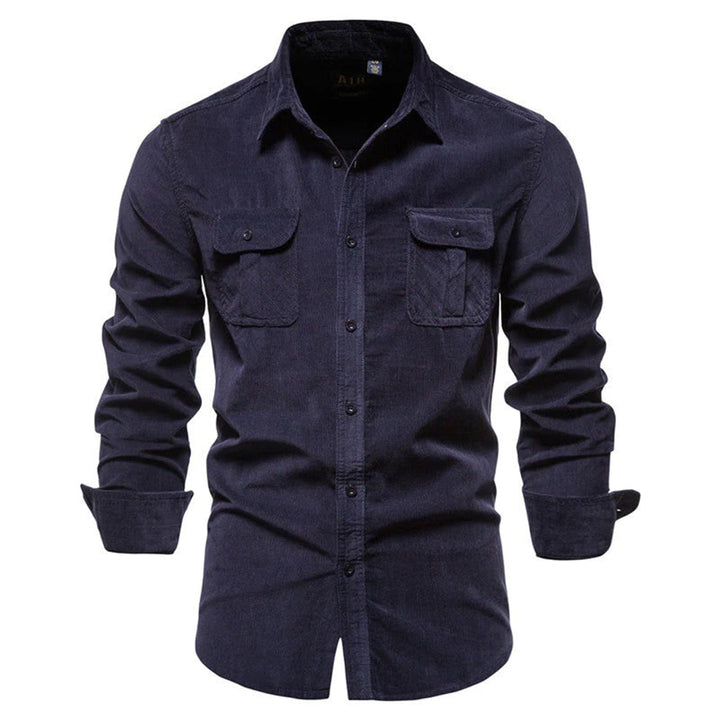 Drune | Bequeme Baumwolle Slim Fit Langarm Mit Brusttaschen