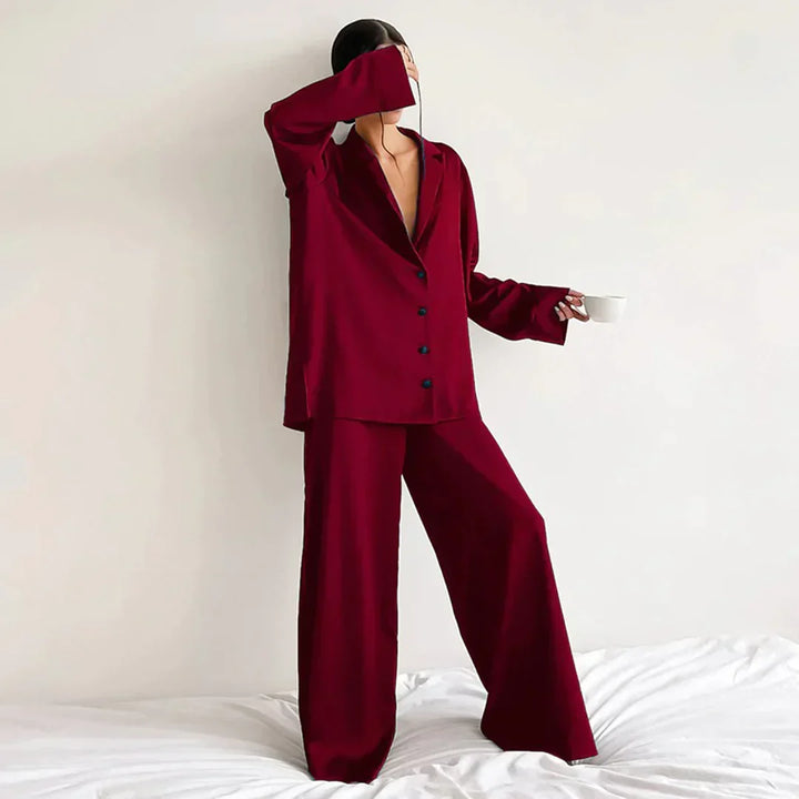 Drune | Satin PyjamA-Satz mit Weitem Hose